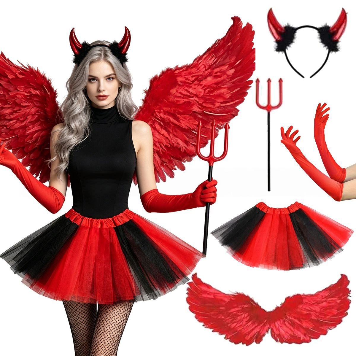 Women'S Red Accessories - Ensemble de déguisement d'Halloween pour femme