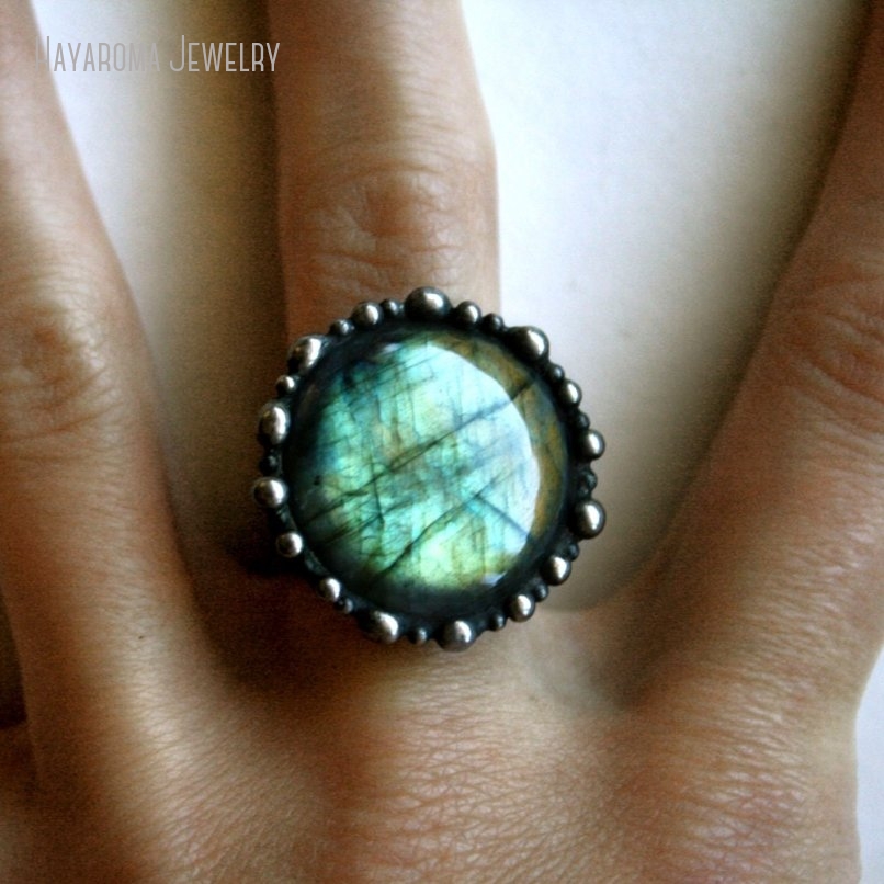 Women'S Emo Accessories - Bague ronde en Labradorite Aqua pour