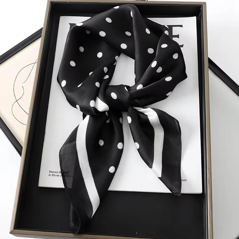 Silk Scarf Square - Luxe dame cheveux Dot écharpe femme