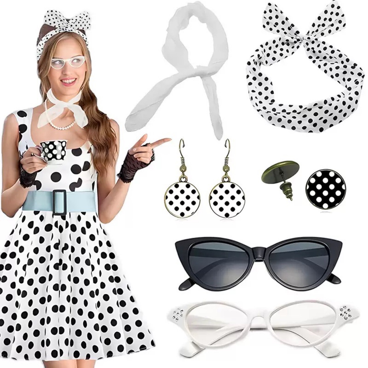 Costume de fête hippie rétro d - Women'S Accessories In The 1950S avis et prix
